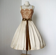 Champagne Harry Keiser scalloped lace & tulle cocktail dress, 1950s #1950s