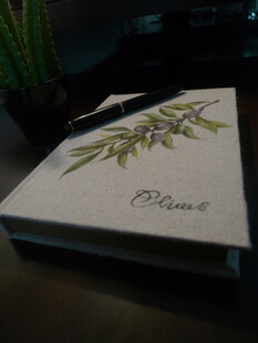 手绘的独一无二的笔记本哟~~~棉麻质地的本本手感是很不错的，加上漂亮的图案，你拿在手里一定会被强烈关注的！