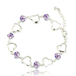 爱心天然紫水晶手链