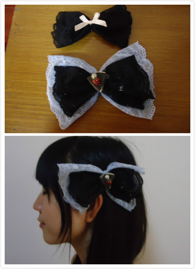 【AiDer】试做的蝴蝶结。颜色被舍友严重鄙视，被批戴孝色以及手工奇烂。。