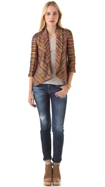 Twelfth St. by Cynthia Vincent Metallic Stripe Blazer