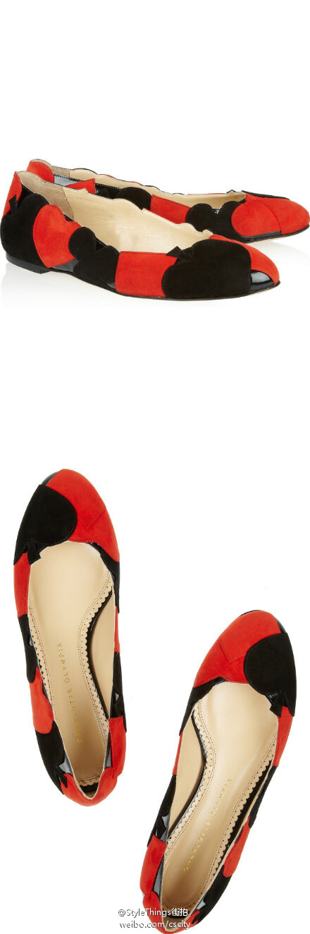 owl【俏鞋】Charlotte Olympia Suits You appliquéd suede ballet flats