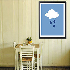 清新简约抽象艺术壁画装饰画有框画 优凡画品U.VAN rainy cloud