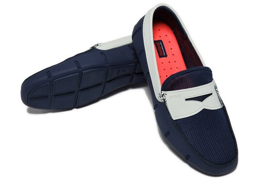 Swims Navy/White Penny Loafers