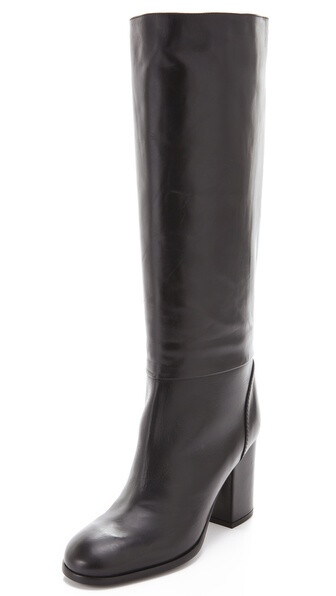 Jil Sander Navy Knee High Heeled Boots