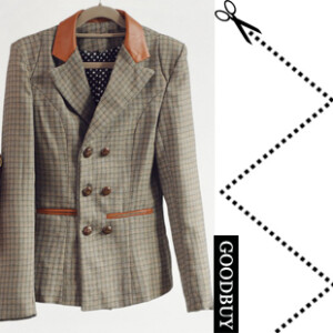 【材质】  毛呢格纹料拼PU皮革