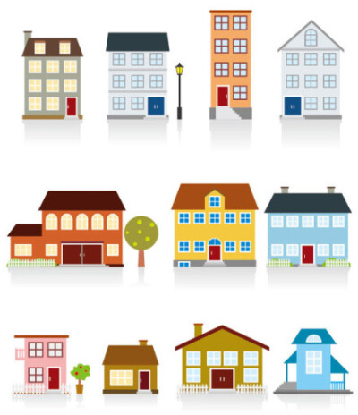 可爱滴小房子矢量素材，个人觉得也可以作为刺绣图案哎~