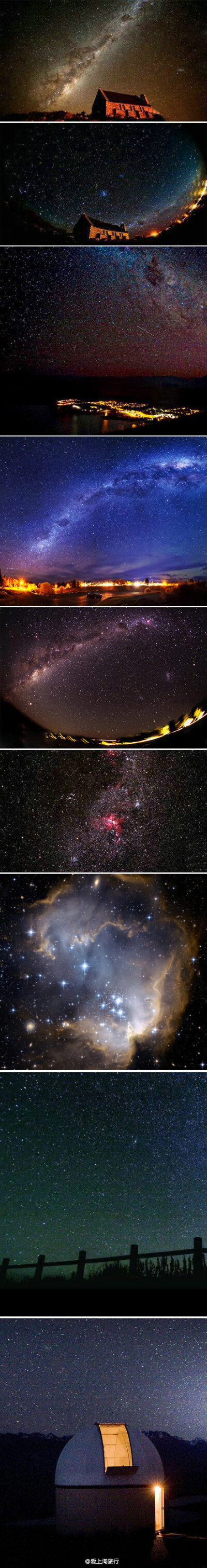 【星空自然保护区，你听说过吗？】这是全世界星空最美的地方——新西兰的小镇特卡波，它将成为世界上第一个“星空自然保护区”。特卡波的夜空静谧而璀璨，银河和大团星座清晰可见，令人仿佛置身于童话世界