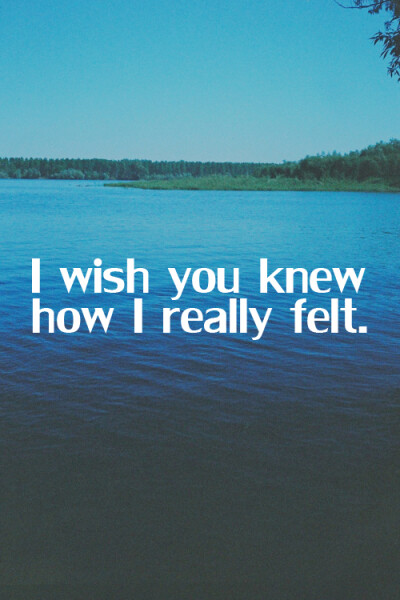 I wish you knew how i really felt.