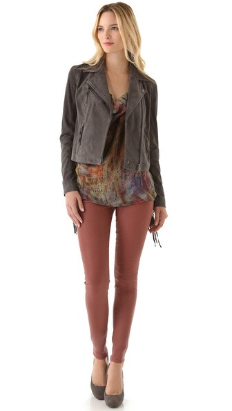 Haute Hippie Suede Fringe Moto Jacket