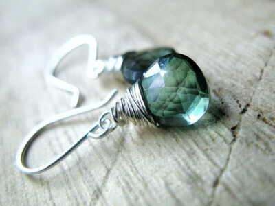 Green Quartz Earrings In Sterling Silver by sharron