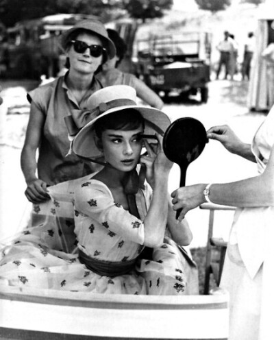 Audrey On The Set Of War and Peace, 1956