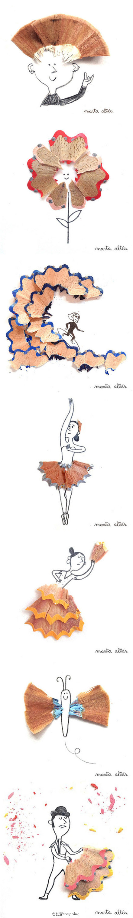 创意铅笔木屑插画有才