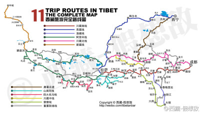 全手绘西藏旅游完全线路图