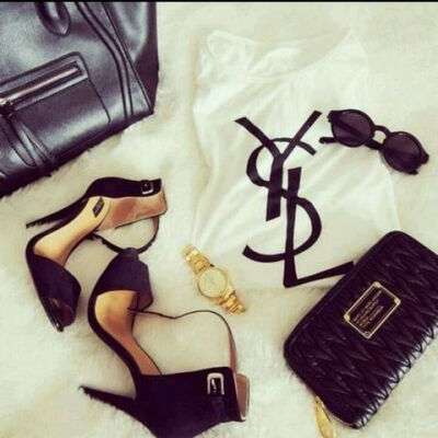 Celine Bag, Yves Saint Laurent Shirt, and Zara Heels