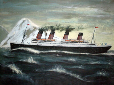 《RMS Titanic》 Gouache & color pencils on paper. 100x70cm,1999