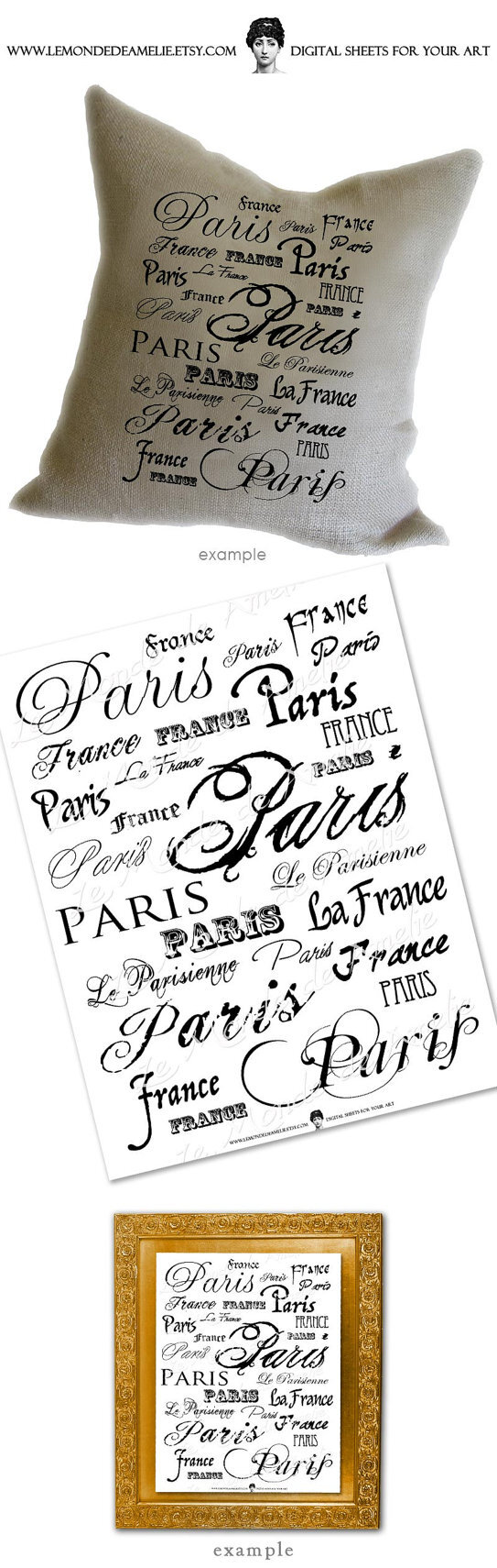 France Paris burlap romantic large image vintage words original download gift tag label napkins burlap pillow Sheet n.206