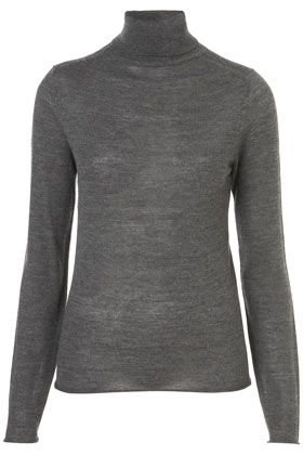 Knitted Merino Wool Roll Neck Top