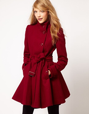 Image 1 of ASOS Fit and Flare Belted Coat