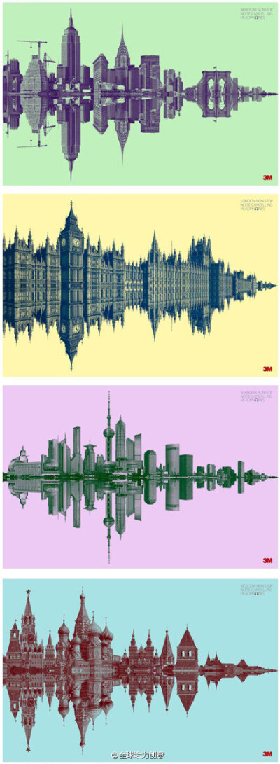 【3M降噪耳机创意广告】城市噪音声波。