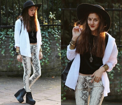 Ax Paris Snake Skin Print Jeans, H&amp;M Wedge Boots, Velvet Top 只看 只是想到了杜拉斯情人，