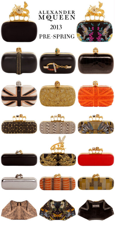 Alexander McQueen 2013 Pre-Spring Clutch Collections