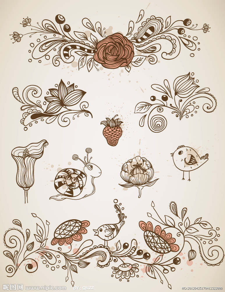 古典花纹花朵花卉装饰设计