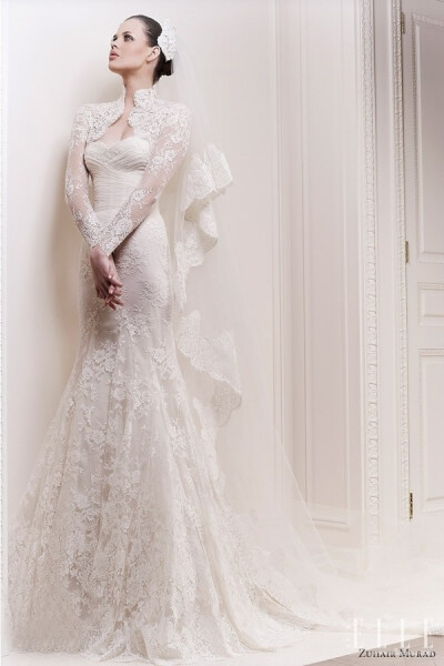 Zuhair Murad2012婚纱。重磅蕾丝，头纱好有感。