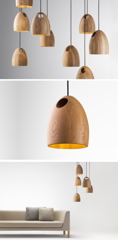 橡木灯具，澳大利亚设计师Ross Gardam作品。Oak lamp by Ross Gardam。via：http://t.cn/zlpChow