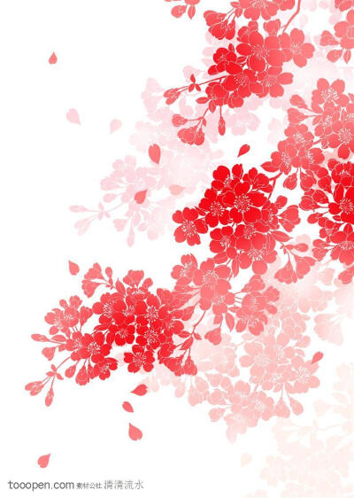 日式花纹-红色樱花底纹综合素材图片素材