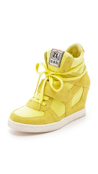 Ash Cool Suede Wedge Sneakers with Canvas Insets