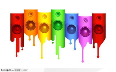 炫丽缤份的色彩组合--五颜六色的音响呐吧艺术设计图片素材