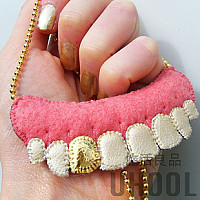 DIY 手作 羊毛毡 牙齿造型 欧美风 复古项链