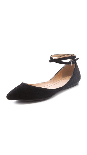 Marais USA Double Strap Suede Flats with Haircalf