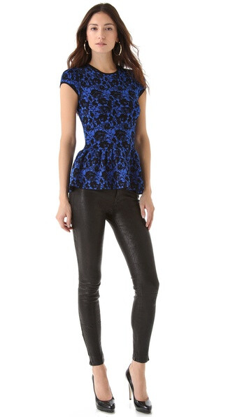 Torn by Ronny Kobo Vivienne Lace Peplum Top