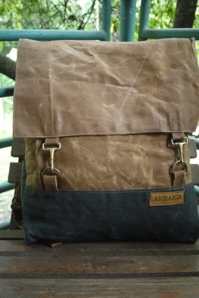 Reserved for Tora, waxed canvas backpack