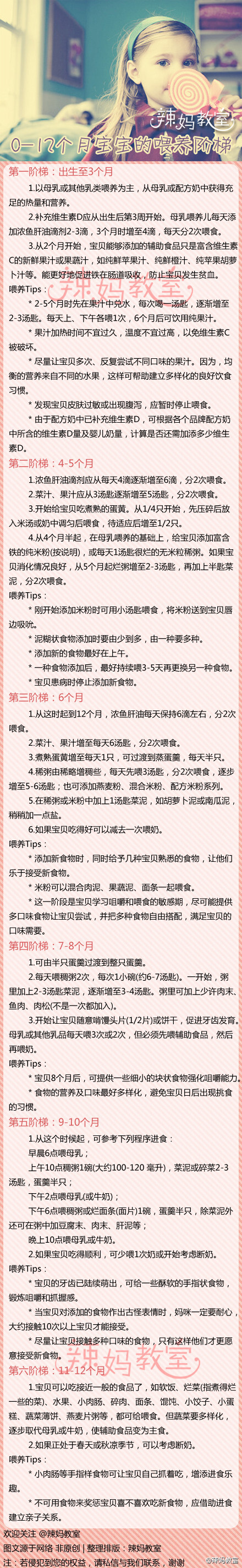 0-12个月宝宝的喂养阶梯