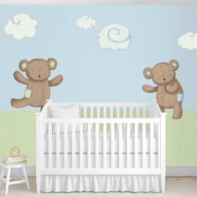 Teddy Bears &amp; Clouds Wall Mural Sticker Decal Set