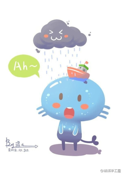 #i森活小心情#雨水幼年期的我，下雨的时候会张开嘴巴接雨水( ･ิ‿‿･ิ)@盗儿