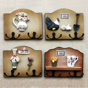 美式乡村田园风格装饰衣帽挂钩立体厨师动物挂钩