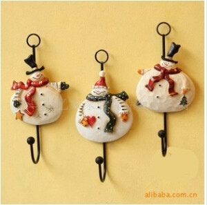 圣诞风暴 美式乡村可爱圣诞雪人铁艺挂钩