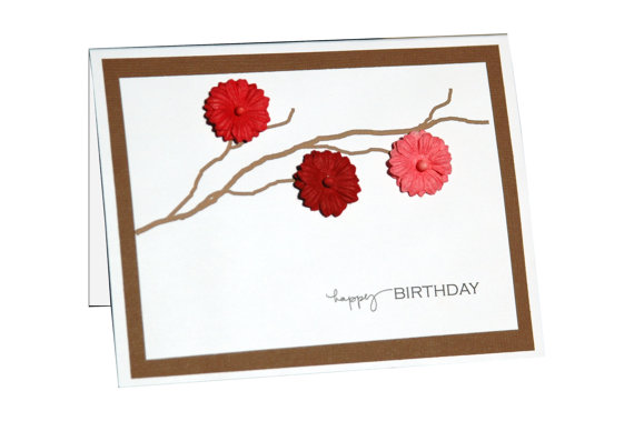 Pink birthday card, Birthday card for mom, handmade birthday card +++http://www.etsy.com/shop/ecoPaperie