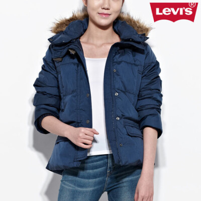 Levi’s 李维斯女士短款蓝色羽绒棉服