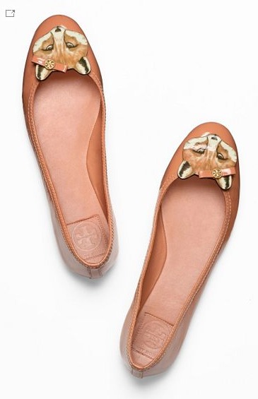 TORY BURCH LEATHER FOX BALLET FLAT