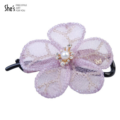 shes茜子发夹浪漫花朵水晶扭扭夹横夹HP