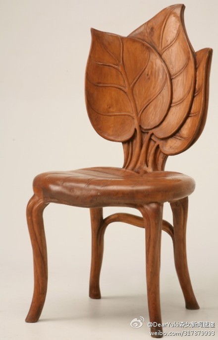 owl【木石姻缘】新艺术风格的一张椅子，出自1900年代的法国山区。Art Nouveau chair, c. 1900, from the mountain regions of France