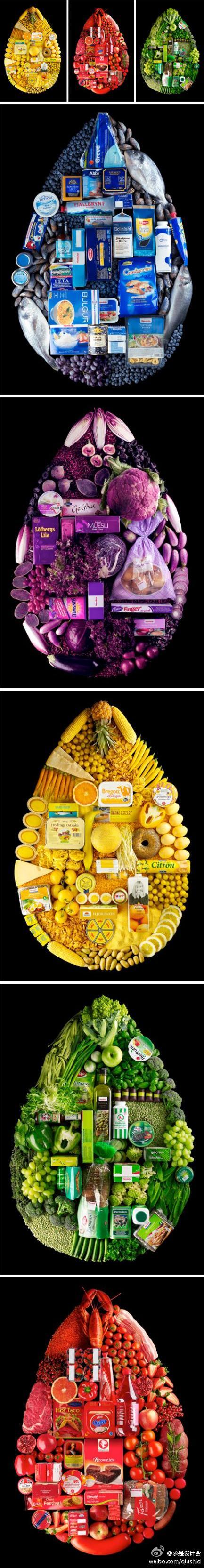 食物的色彩，来自Linda Lundgren的食物造型设计，为Hemköp的超市制作的系列广告。