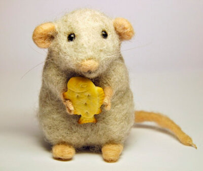 Grey wool mouse - Needle felted - Handmade work