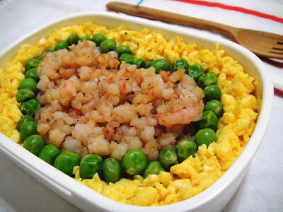 蝦鬆愛(ài)心丼（蝦鬆，蛋鬆，蜿豆仁）