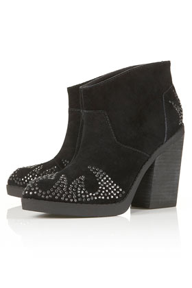 AFLAME Silver Stud Ankle Boots